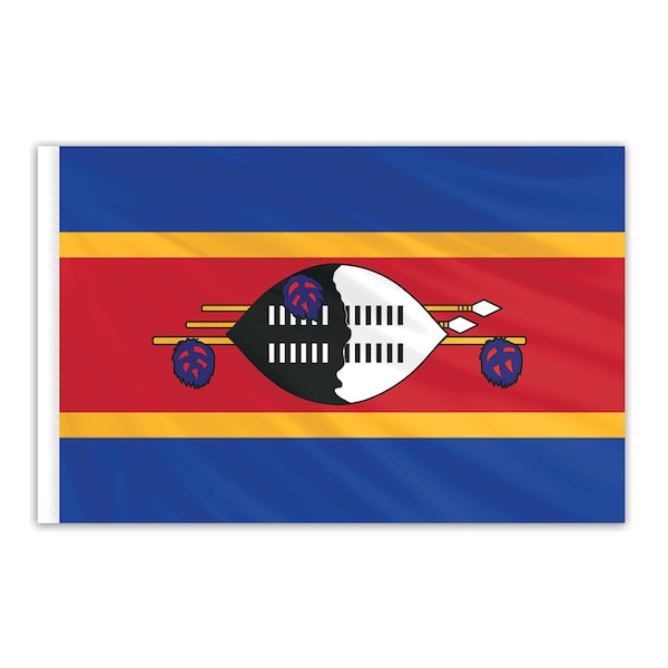 Global Flags Unlimited eSwatini Indoor Nylon Flag 3'x5' with Gold Fringe 203013F Zoro